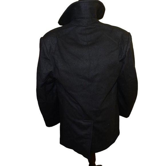 DSCP Quarterdeck Navy Pea Coat 100% Wool Men’s 40R Lined Anchor Button Accent - Picture 4 of 6